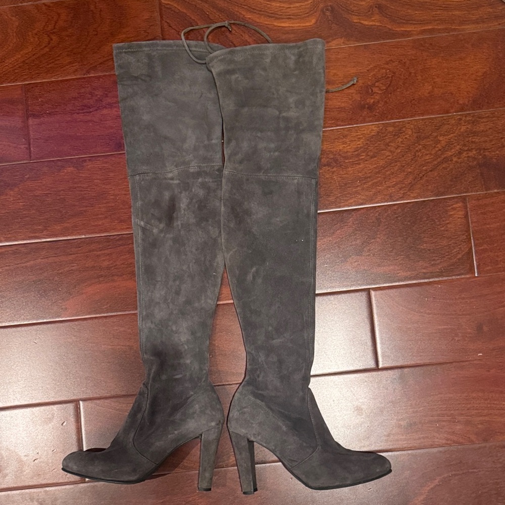 Stuart Weitzman Over-the-Knee Suede High-Heel Boots - Black